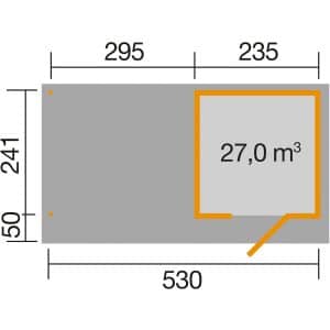 Weka Designhaus 172 B Gr.1 Anbau 295cm 575 x 375 x 226 cm Anthrazit