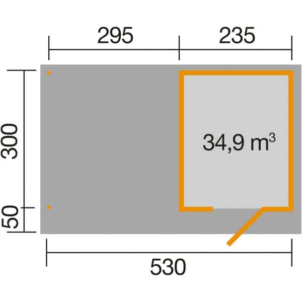 Weka Designhaus 172 B Gr.2 Anbau 295cm 575 x 375 x 226 cm Anthrazit