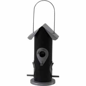 Siena Garden Futterspender Feeder Schwarz und Silber Ø 14 cm x 25 cm