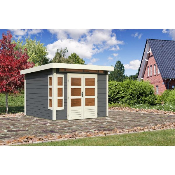 Karibu Holz-Gartenhaus/Gerätehaus Kastberg 6 Terragrau 305 cm x 303 cm