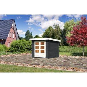 Karibu Holz-Gartenhaus/Gerätehaus Ängelholm 2 Anthrazit 255 cm x 273 cm