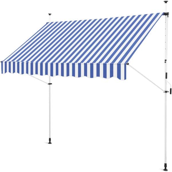 Gartenfreude Klemmmarkise Blau/Weiß 200 x 120 cm ohne Bohren