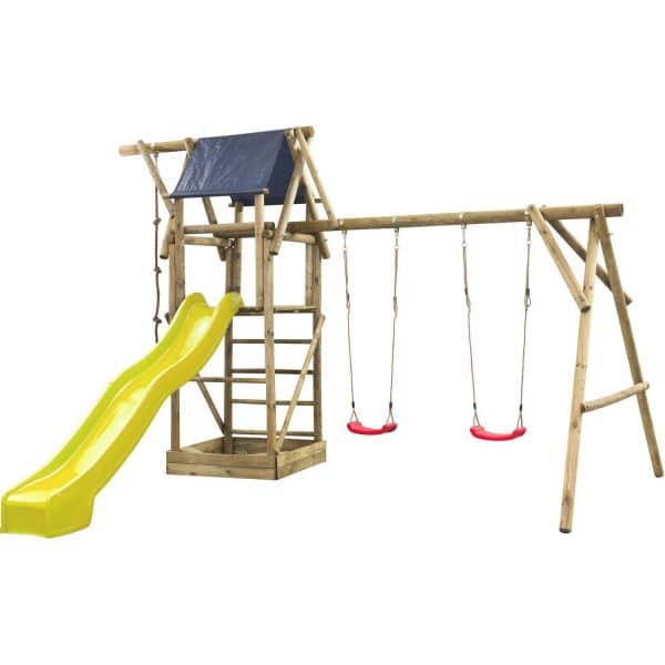 SwingKing Spielturm Niels Gelb 380 cm x 500 cm x 290 cm