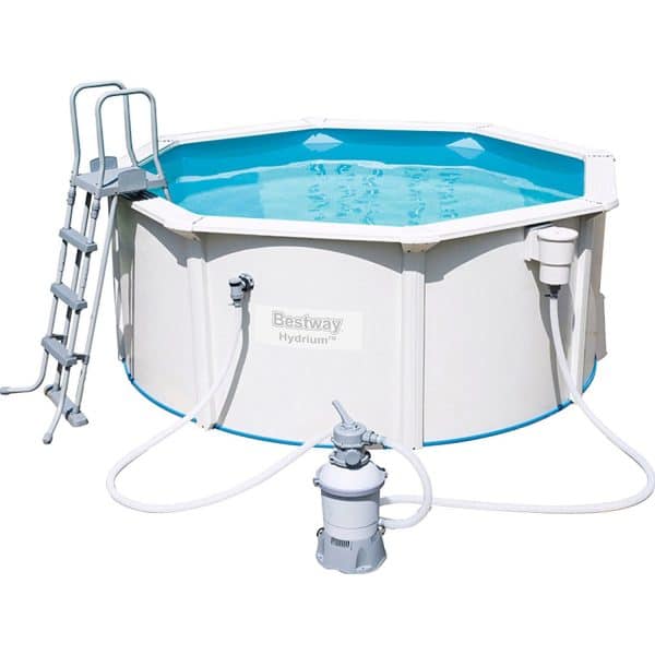 Bestway Hydrium Stahlwandpool Komplett-Set mit Sandfilter Ø 300x120cm Grau Rund