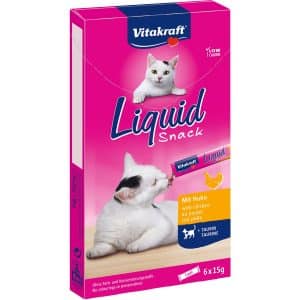 Vitakraft Katzen-Leckerlies Liquid Snack Huhn mit Taurin 6 x 15 g (90 g)