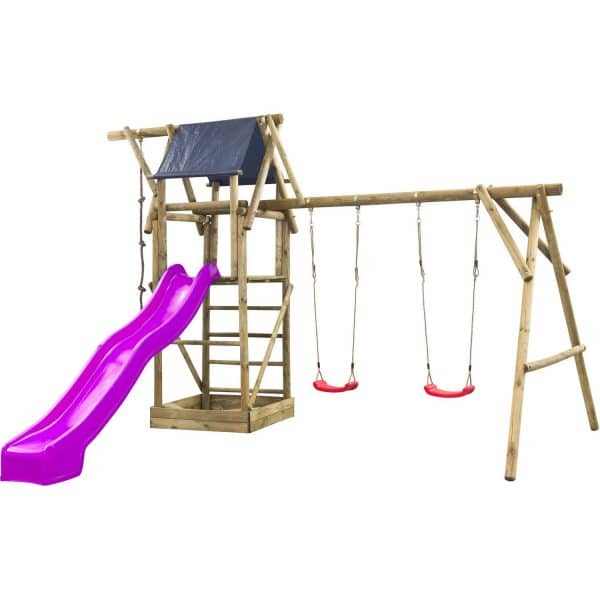 SwingKing Spielturm Niels Violet 380 cm x 500 cm x 290 cm