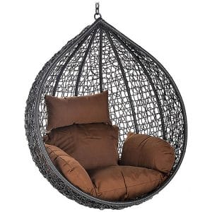 Home Deluxe Hängesessel-Korb Cielo aus Polyrattan Grau