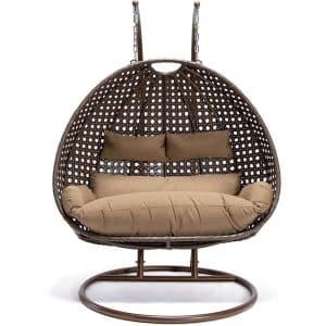 Home Deluxe Hängesessel Twin aus Polyrattan mit Regenabdeckung Braun