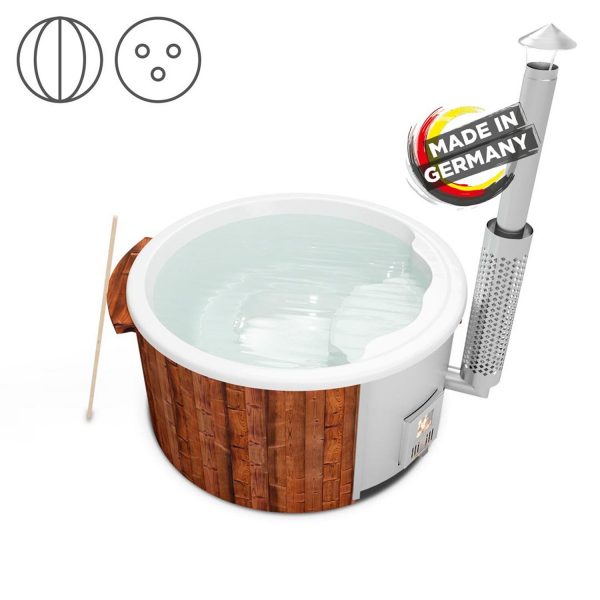 Holzklusiv Hot Tub Saphir 180 Thermoholz Basic Deluxe Wanne Weiß