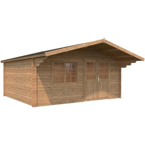 Palmako Britta Holz-Gartenhaus/Gerätehaus Braun Satteldach Tauchgrundiert 516 cm x 425 cm