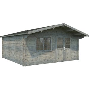 Palmako Britta Holz-Gartenhaus/Gerätehaus Grau Satteldach Tauchgrundiert 516 cm x 480 cm