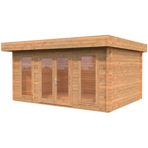 Palmako Bret Holz-Gartenhaus/Gerätehaus Braun Flachdach Tauchgrundiert 502 cm x 338 cm