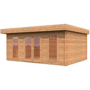 Palmako Bret Holz-Gartenhaus/Gerätehaus Braun Flachdach Tauchgrundiert 574 cm x 390 cm