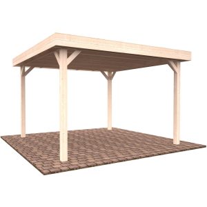 Palmako Holz-Pavillon Lucy Braun imprägniert 349 cm x 349 cm ohne Fußboden