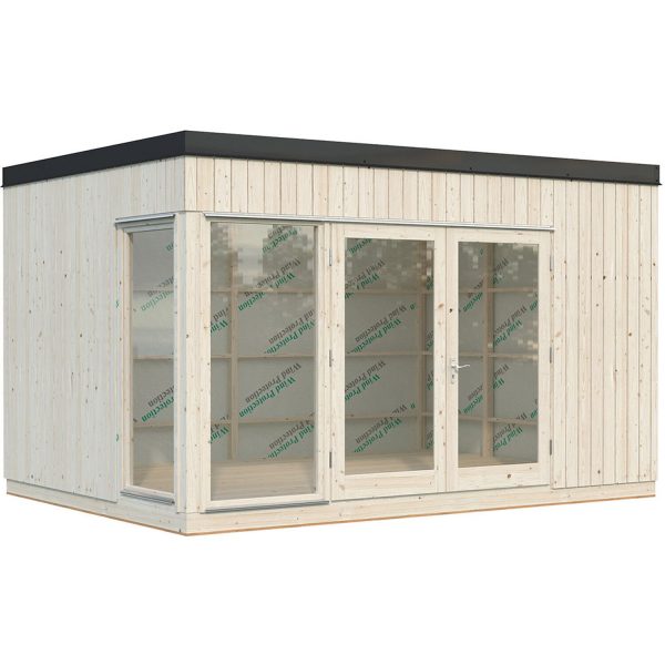 Palmako Solveig Holz-Gartenhaus/Gerätehaus Natur Flachdach Unbehandelt 452 cm x 330 cm