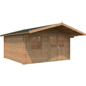 Palmako Britta Holz-Gartenhaus/Gerätehaus Braun Satteldach Tauchgrundiert 454 cm x 390 cm