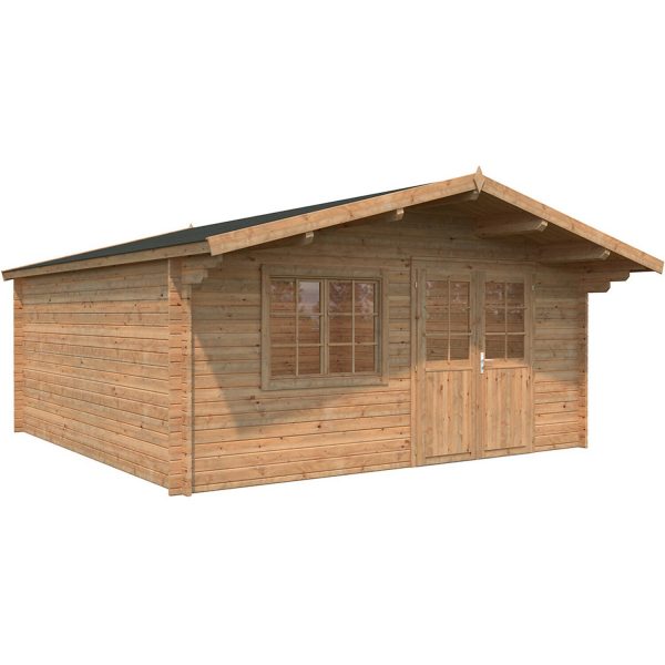 Palmako Britta Holz-Gartenhaus/Gerätehaus Braun Satteldach Tauchgrundiert 516 cm x 480 cm