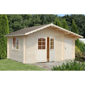 Palmako Emma Holz-Gartenhaus/Gerätehaus Natur Satteldach Tauchgrundiert 450 cm x 330 cm