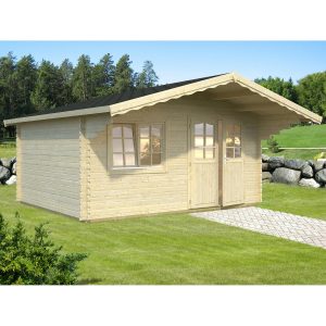 Palmako Sally Holz-Gartenhaus/Gerätehaus Natur Satteldach Tauchgrundiert 450 cm x 360 cm