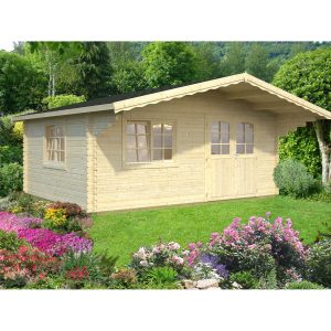 Palmako Sally Holz-Gartenhaus/Gerätehaus Natur Satteldach Tauchgrundiert 510 cm x 390 cm