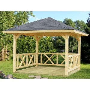 Palmako Holz-Pavillon Betty Natur imprägniert 300 cm x 300 cm ohne Fußboden