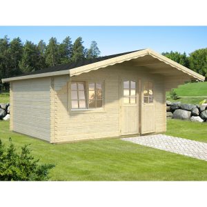 Palmako Sally Holz-Gartenhaus/Gerätehaus Hellbraun Satteldach 450 cm x 360 cm