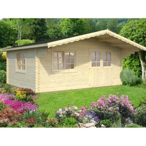 Palmako Sally Holz-Gartenhaus/Gerätehaus Hellbraun Satteldach 510 cm x 390 cm