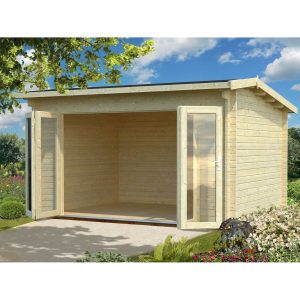 Palmako Ines Holz-Gartenhaus/Gerätehaus Hellbraun Tauchgrundiert 390 cm x 300 cm