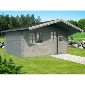 Palmako Sally Holz-Gartenhaus/Gerätehaus Grau Satteldach Tauchgrundiert 450 cm x 360 cm