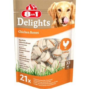 8in1 Hunde-Natursnacks Delights Hähnchen-Kauknochen XS 21 Stück