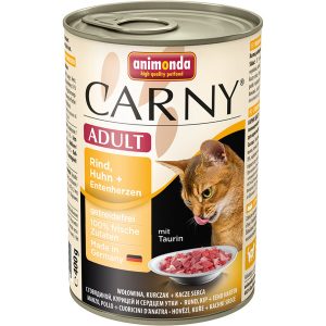 Carny Katzen-Nassfutter Adult Rind und Huhn und Entenherzen 400 g