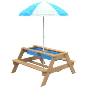 TP Toys Picknick-Tisch mit Sonnenschirm Holz Natur HxBxT: 170 x 95 x 97 cm FSC®