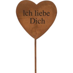 Gartenstecker Herz Ich liebe Dich 35 cm Rostfarben