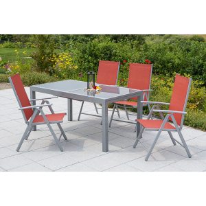 Merxx Gartenmöbel-Set Amalfi 5-tlg. Terracotta mit Ausziehtisch 120/180 x 90 cm