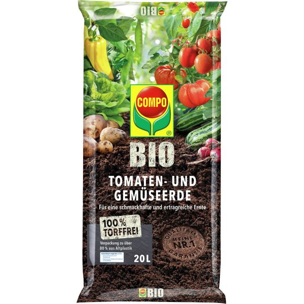 Compo BIO Tomaten- und Gemüseerde torffrei 2040 l (102 x 20 l) 1 Palette