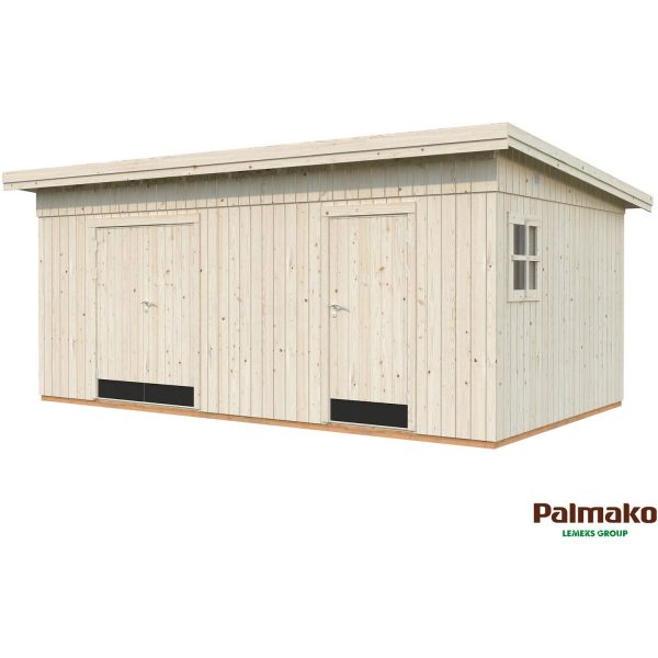 Palmako Kalle Holz-Gartenhaus/Gerätehaus Natur Pultdach Unbehandelt 561 cm x 330 cm