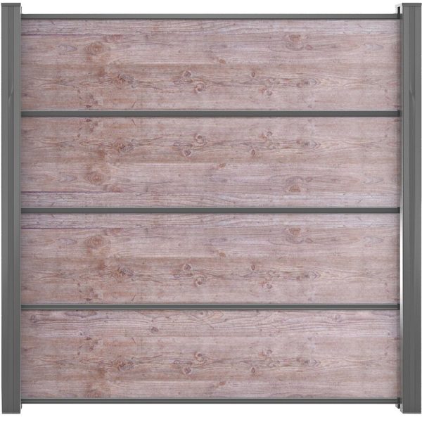 GroJaPremo HPL-Steckzaun Holzoptik 180 cm x 180 cm x 0