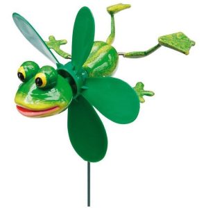 Deko-Gartenstecker Frosch mit Windrad 48 cm