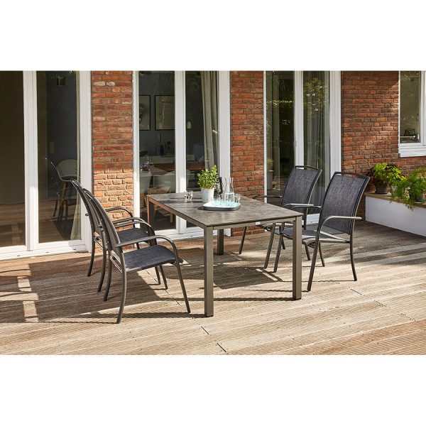 Siena Garden Dining-Set Livorno 5-teilig 4 x Stapelsessel 1 x Lofttisch