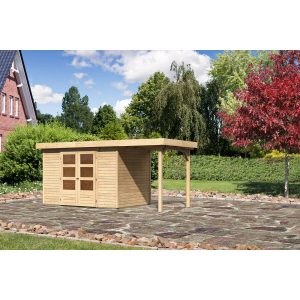 Karibu Holz-Gartenhaus/Gerätehaus Boras Natur Flachdach Unbehandelt 298 cm x 213 cm