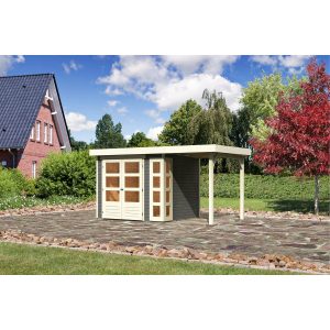 Karibu Holz-Gartenhaus/Gerätehaus Sölve Terragrau Flachdach Lackiert 238 cm x 213 cm