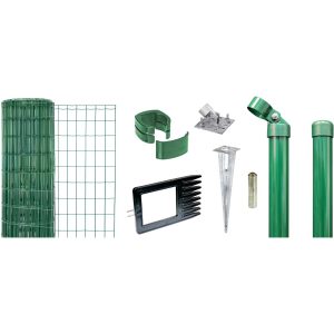 Metallzaun-Set Fix-Clip Pro 102 cm Hoch 25m Länge Grün für Einschlagbodenhülsen