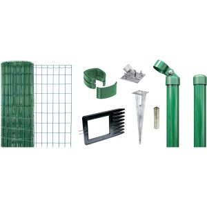 Metallzaun-Set Fix-Clip Pro 153 cm Hoch 25m Länge Grün für Einschlagbodenhülsen