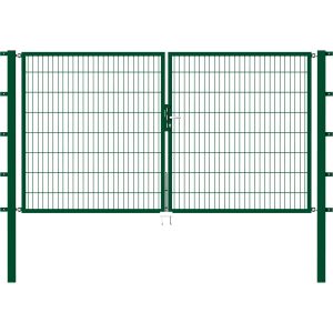 Metallzaun Doppeltor für Doppelstabmatte Grün 200 cm x 300 cm