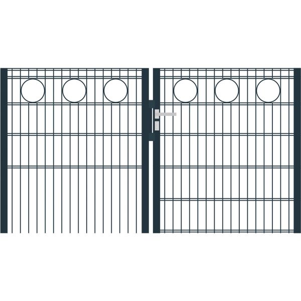 RoTaPlastes Doppel-Gartentor 2 Flügel DSM Ring Dekor Anthrazit 300 cm x 120 cm