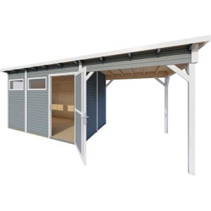 Bertilo Gartenhaus/Gerätehaus Pentus 3 Lounge 234 cm x 558 cm Grau FSC®