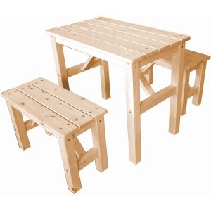 Timbela Kindersitzgarnitur Holz M014 Set Tisch und 2 Bänke