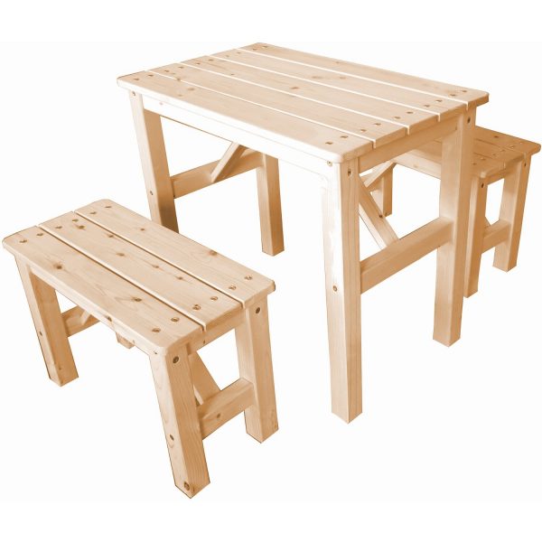 Timbela Kindersitzgarnitur Holz M014 Set Tisch und 2 Bänke