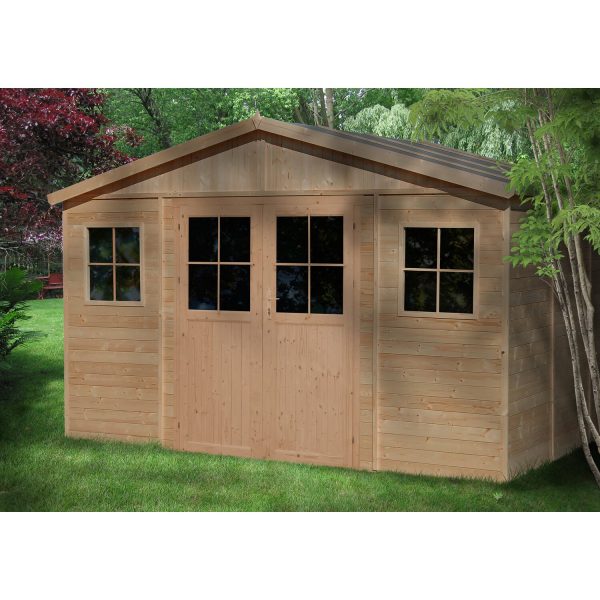 Timbela Gartenhaus/Gerätehaus Holz M331F 12 m² mit Fenstern und Tür