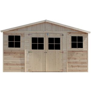 Timbela Gartenhaus/Gerätehaus Holz M332+M332G 8 m² mit Fenstern und Boden